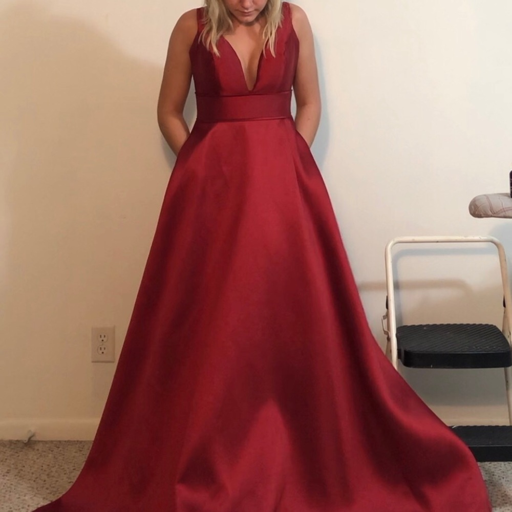 Red Mac Duggal Prom Dress